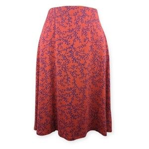 Boden Red Stretch Skirt A-line Cherry Blossom Print Twig Comfort M US 10 UK 14